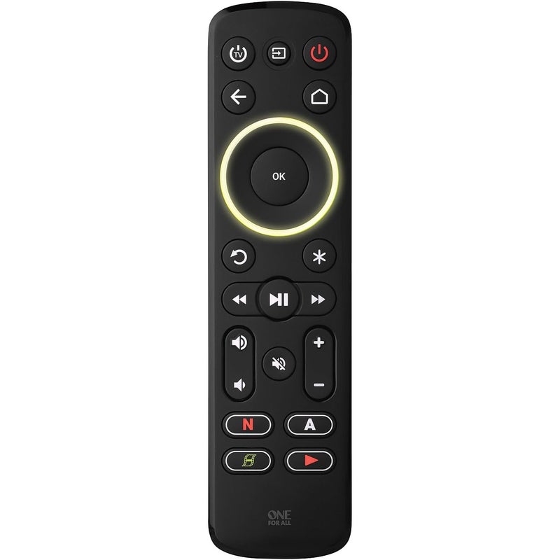 One For All Streamer Remote (New, in Retail Packaging) â€“ Controls up to 3 Devices - (IR) - Control Your Streamer Box, TV and Sound bar â€“ Learning Feature - Backlit Keys - Black â€“ URC7935 - Image 4
